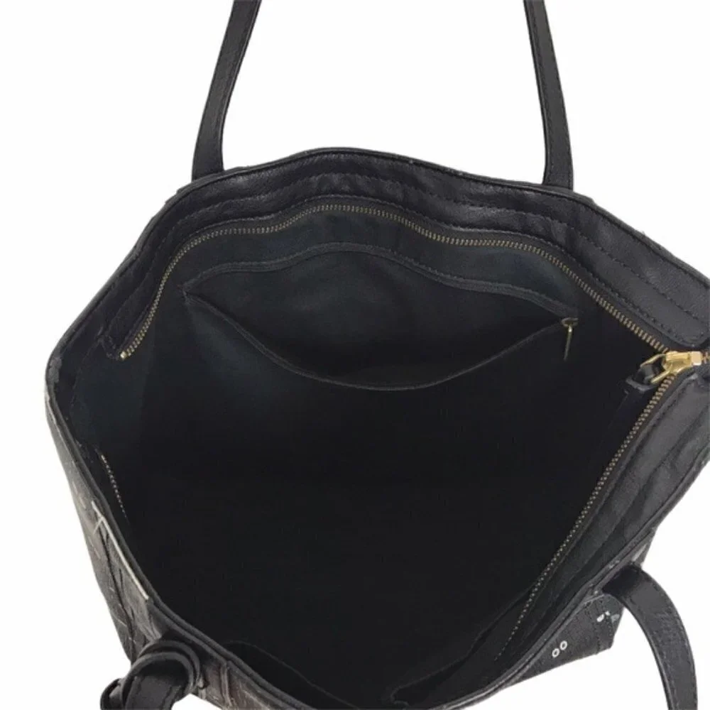 Fossil Black Vegan Leather Glowy Eyes Tote